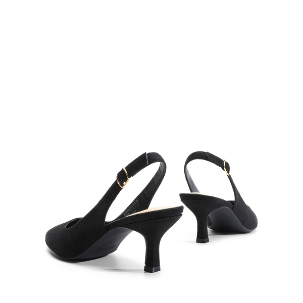 Slingback Pointed Toe Kitten Heel Pumps - BLACK SUEDE - 2